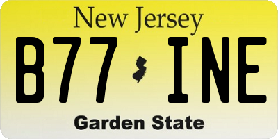NJ license plate B77INE