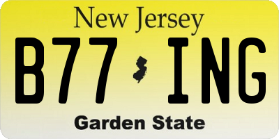 NJ license plate B77ING