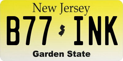 NJ license plate B77INK