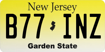 NJ license plate B77INZ