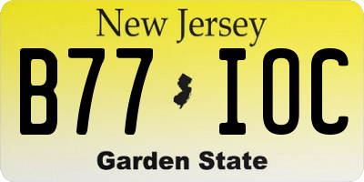 NJ license plate B77IOC