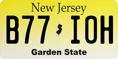 NJ license plate B77IOH