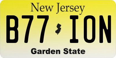 NJ license plate B77ION