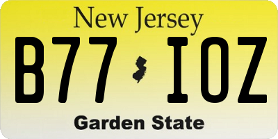NJ license plate B77IOZ