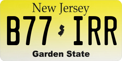 NJ license plate B77IRR