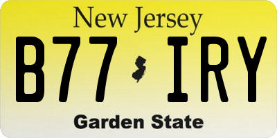 NJ license plate B77IRY