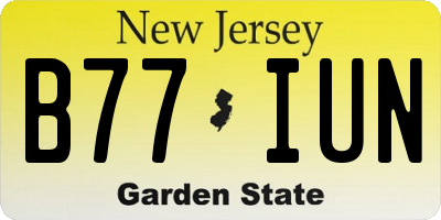 NJ license plate B77IUN