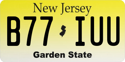 NJ license plate B77IUU