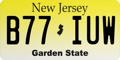 NJ license plate B77IUW