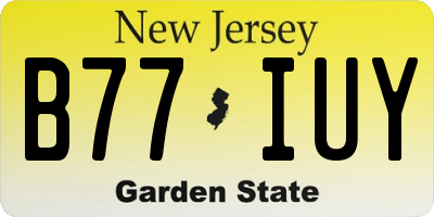 NJ license plate B77IUY