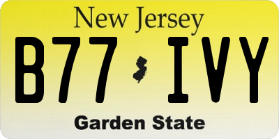 NJ license plate B77IVY