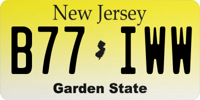 NJ license plate B77IWW