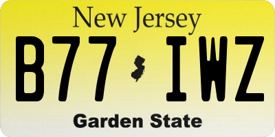 NJ license plate B77IWZ