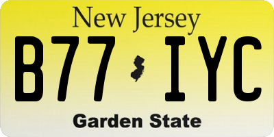 NJ license plate B77IYC