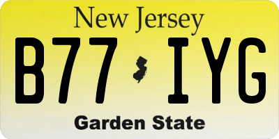 NJ license plate B77IYG