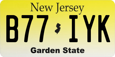 NJ license plate B77IYK