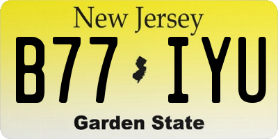 NJ license plate B77IYU