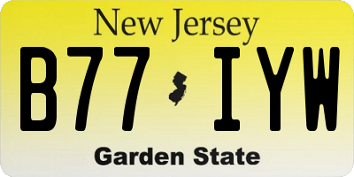 NJ license plate B77IYW