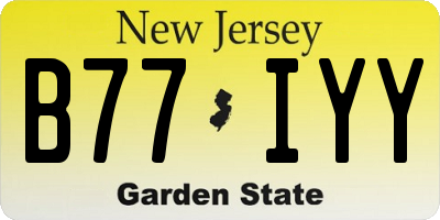 NJ license plate B77IYY