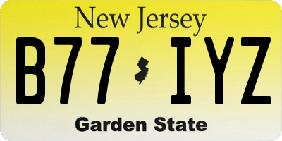 NJ license plate B77IYZ