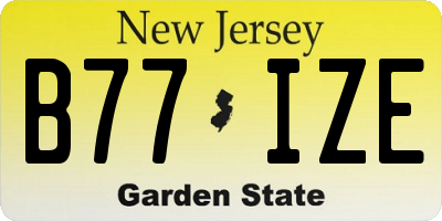 NJ license plate B77IZE