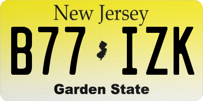 NJ license plate B77IZK