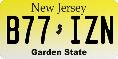 NJ license plate B77IZN