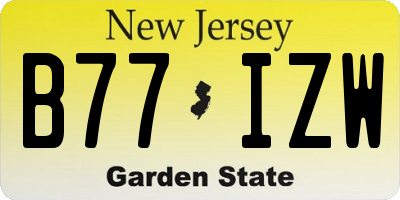 NJ license plate B77IZW