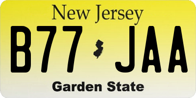 NJ license plate B77JAA