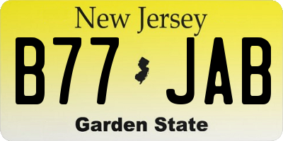 NJ license plate B77JAB