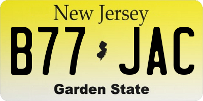 NJ license plate B77JAC