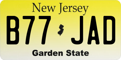 NJ license plate B77JAD