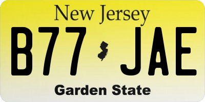 NJ license plate B77JAE