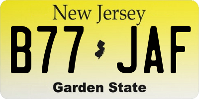 NJ license plate B77JAF