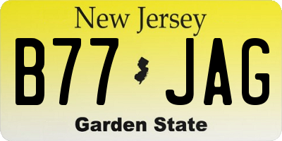 NJ license plate B77JAG