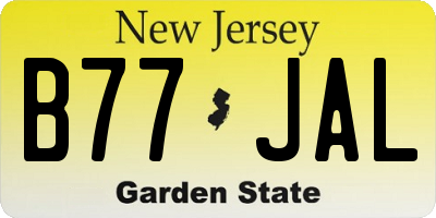 NJ license plate B77JAL