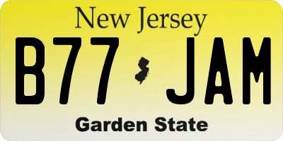 NJ license plate B77JAM