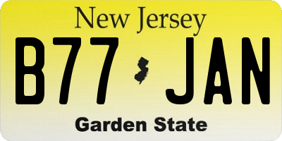 NJ license plate B77JAN