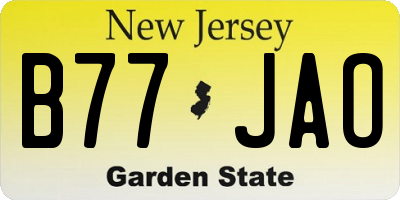 NJ license plate B77JAO