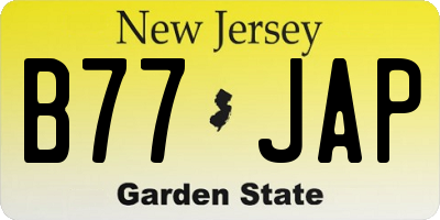 NJ license plate B77JAP