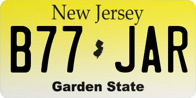 NJ license plate B77JAR