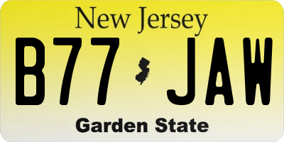 NJ license plate B77JAW