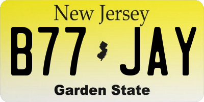NJ license plate B77JAY