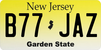 NJ license plate B77JAZ