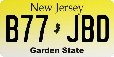 NJ license plate B77JBD