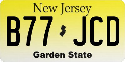 NJ license plate B77JCD