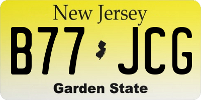 NJ license plate B77JCG
