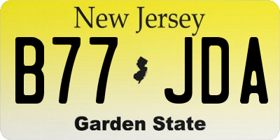 NJ license plate B77JDA