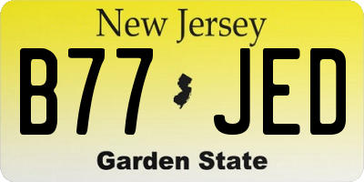 NJ license plate B77JED