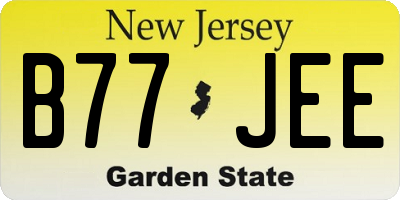 NJ license plate B77JEE